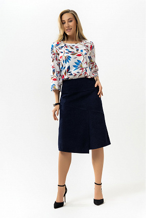 Юбка из вельвета темно-синяя